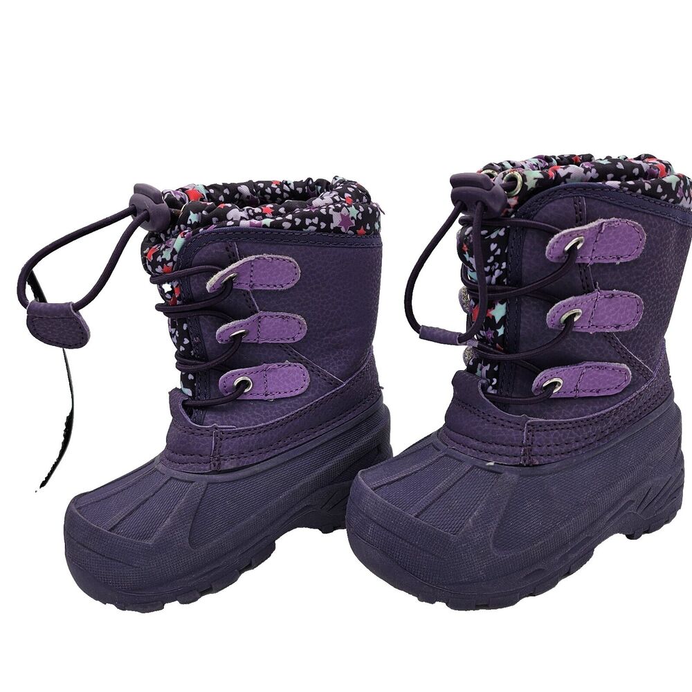 Thermolite Toddler Girl Snow Boots Purple with Star Trim Size 5/6